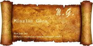 Miszlai Géza névjegykártya